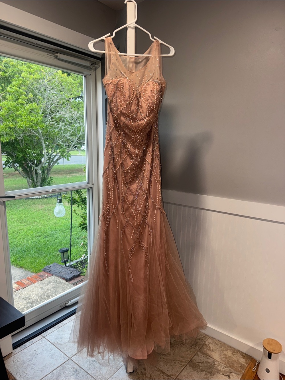 Turkey Dress from Turkey-Blush Beaded Tulle Prom Dress